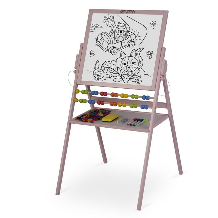 Ricokids, tablica magnetyczna, drewniana, 101-57-55 cm, różowa