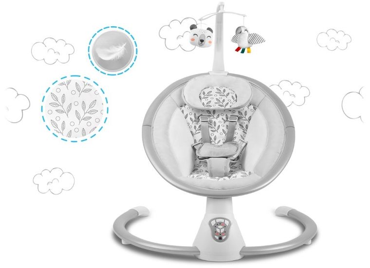 Ricokids, wielofunkcyjny leżaczek bujaczek, biało-szary