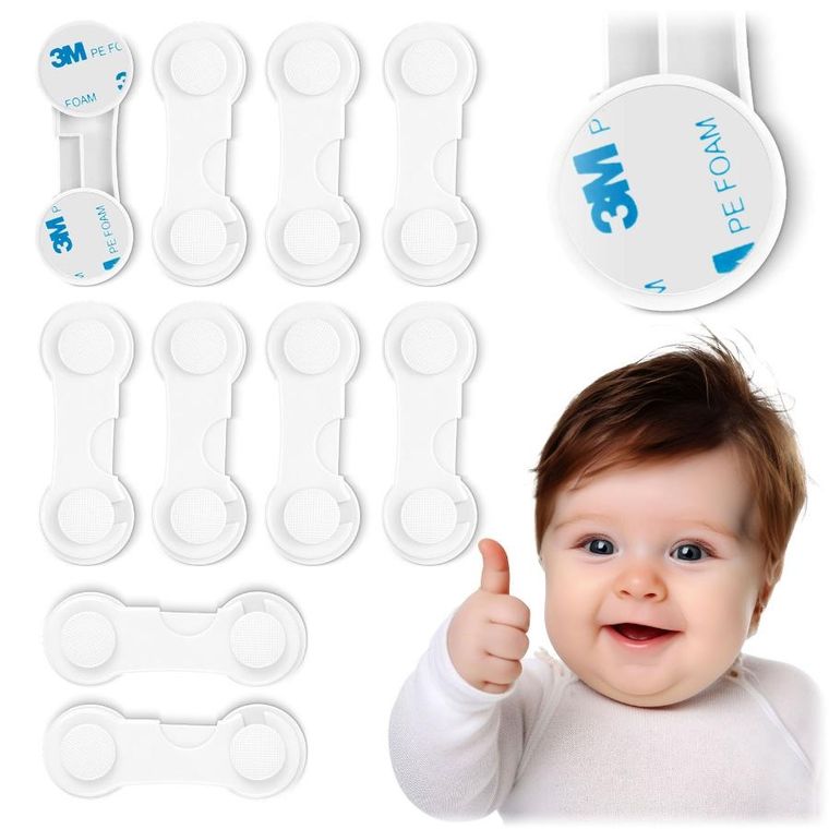 Ricokids, zabezpieczenie otwierania szafek, białe, 10 szt.