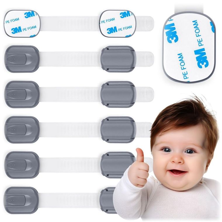 Ricokids, zabezpieczenie otwierania szafek, szare, 6 szt.