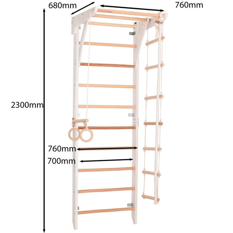 Rinagym, drewniana drabinka gimnastyczna, biały