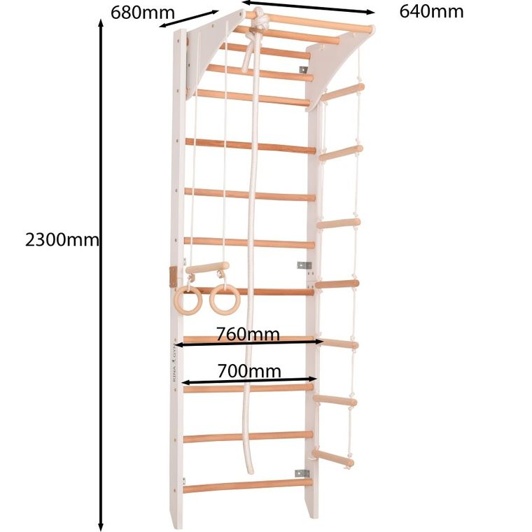 Rinagym, drewniana drabinka gimnastyczna, Kombi 2, biały