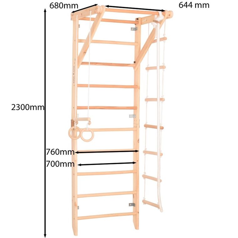 Rinagym, drewniana drabinka gimnastyczna, naturalny