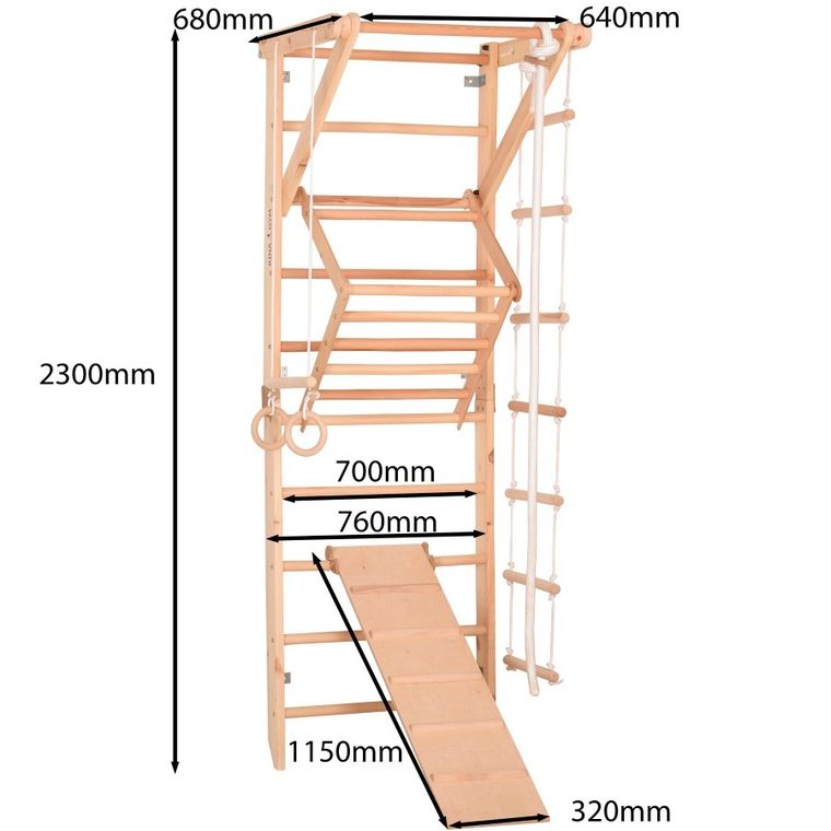 Rinagym, drewniana drabinka gimnastyczna, Sport 3, naturalny