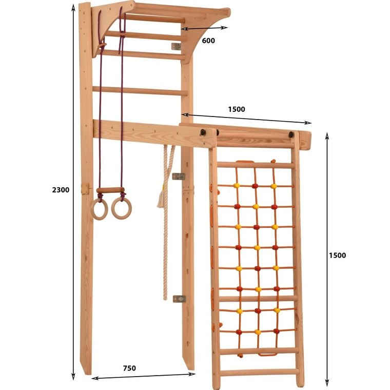 Rinagym, drewniana drabinka gimnastyczna, Transformer, naturalny