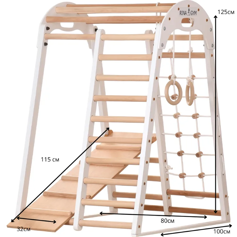 Rinagym, drewniany trójkąt gimnastyczny, wspinaczkowy, biały