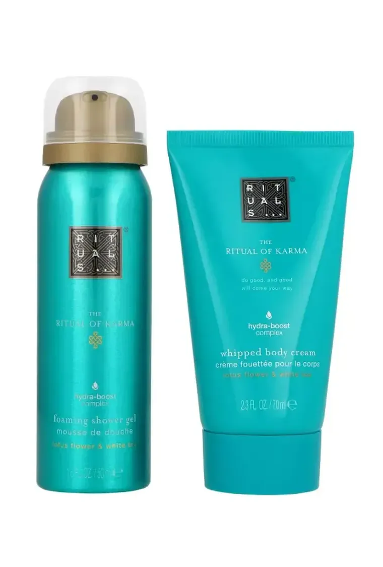 Rituals, The Ritual Of Karma Foaming, zestaw: pianka pod prysznic, 50 ml + krem do ciała, 70 ml