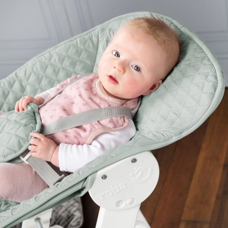 Roba, Born Up, krzesełko do karmienia z leżaczkiem, białe, 2w1