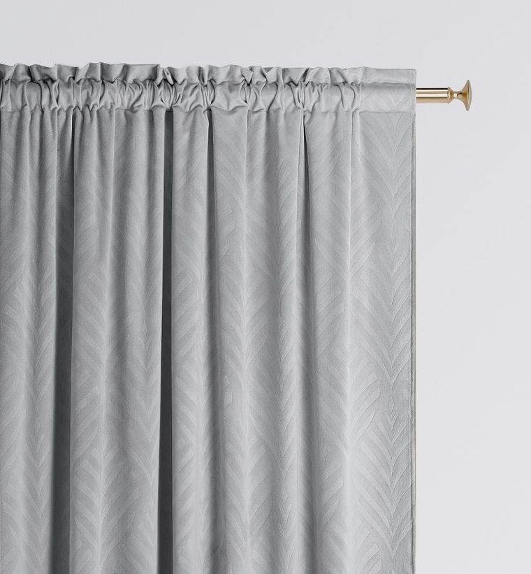 Room99, Leafly, zasłona welurowa na taśmie jasnoszara, 140-250 cm