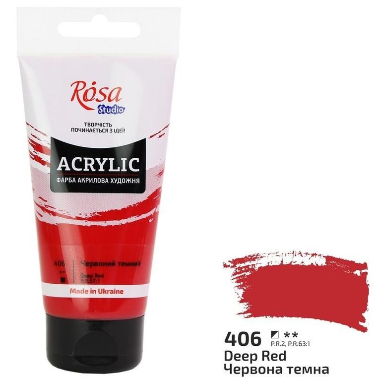 Rosa, farba akrylowa, dark red 406, 75 ml