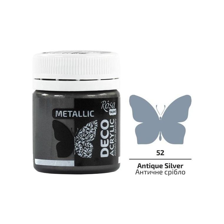 Rosa, farba akrylowa, metaliczna antique silver 52, 20 ml