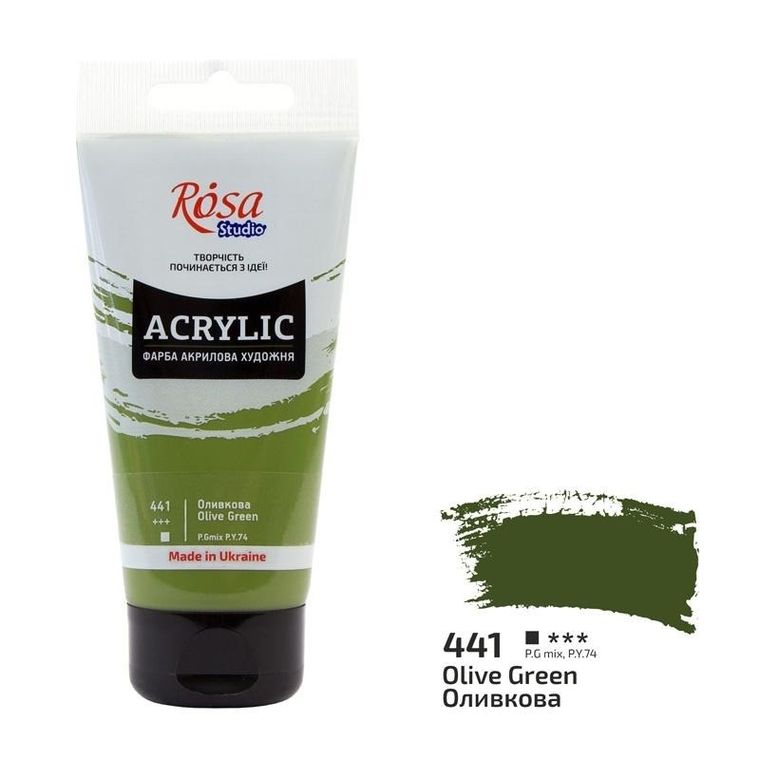 Rosa, farba akrylowa, olive green 441, 75 ml