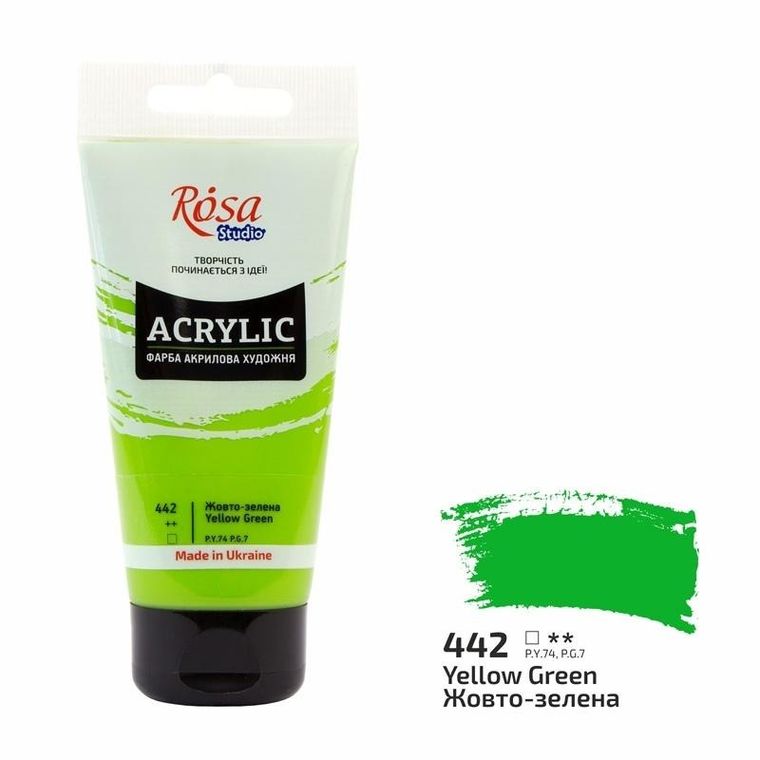 Rosa, farba akrylowa, yellow green 442, 75 ml