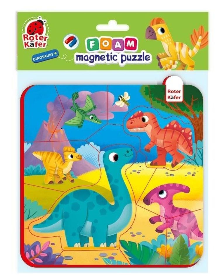 Roter Kafer, Dinozaury, puzzle magnetyczne z pianki, 16 elementów