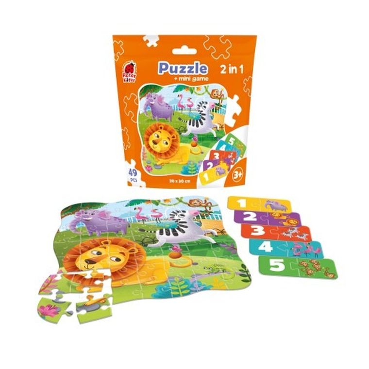Roter Kafer, Zoo, mini gra i puzzle, 49 elementów