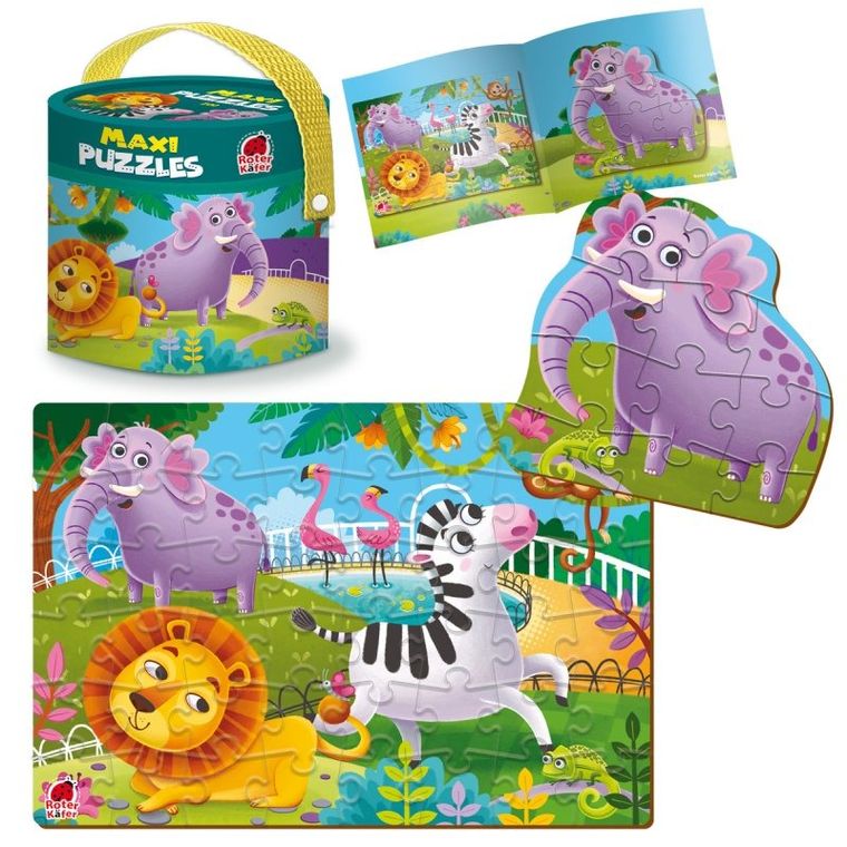 Roter Kafer, Zwierzątka Zoo, maxi puzzle 2w1
