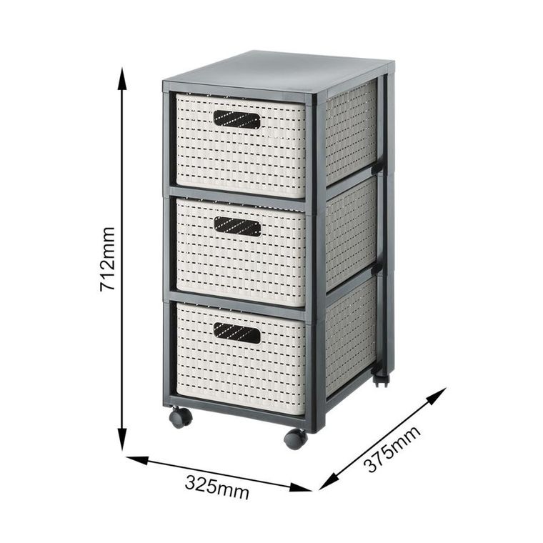 Rotho, Country, regał duży z 3 szufladami, cappucino/antracyt