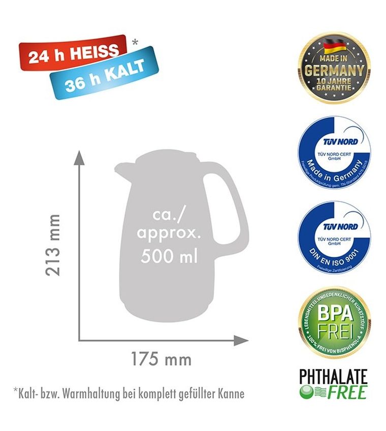 Rotpunkt, dzbanek termos, sparking black, 1,5 l