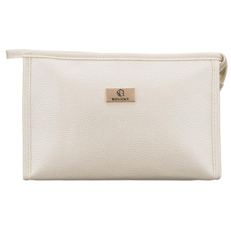 Rovicky, kosmetyczka, skóra ekologiczna, 1-komorowa, beżowa