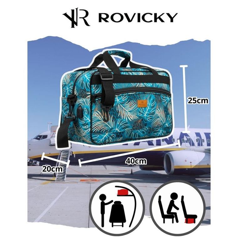 Rovicky, torba podróżna, rośliny