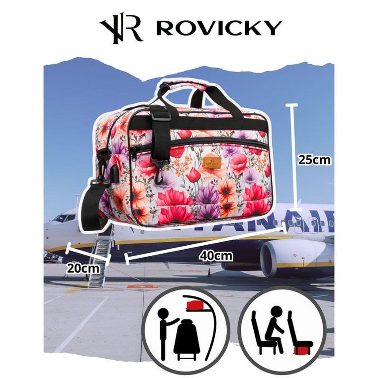 Rovicky, torba podróżna, rośliny, z portem USB