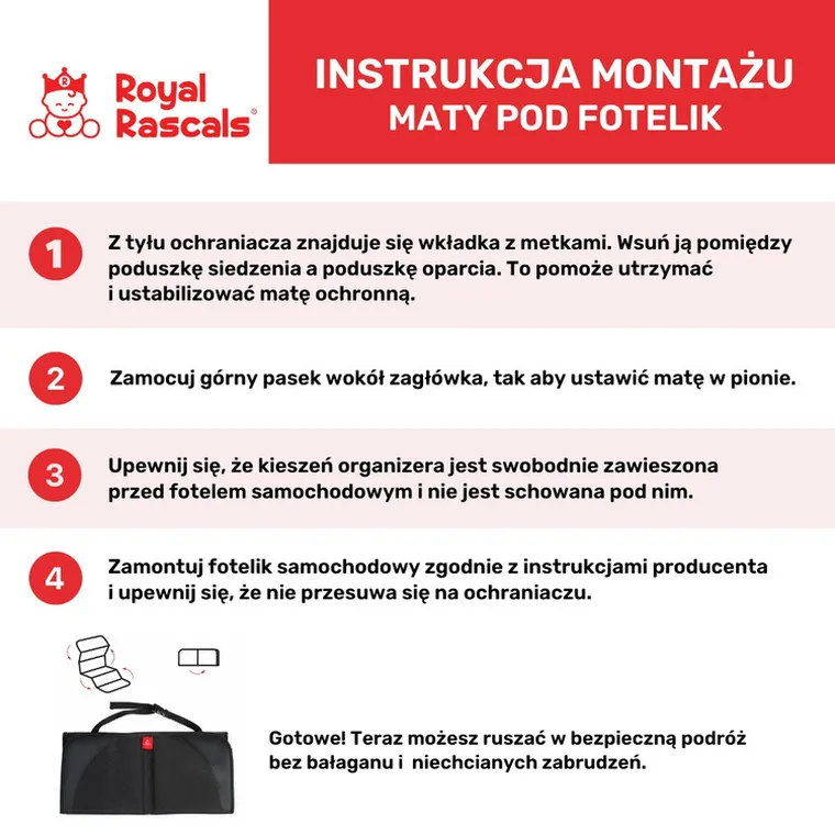 Royal Rascals, mata pod fotelik samochodowy, czarna