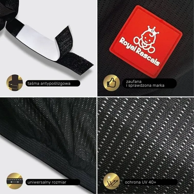 Royal Rascals, roleta przeciwsłoneczna do samochodu, czarna, 2 szt.