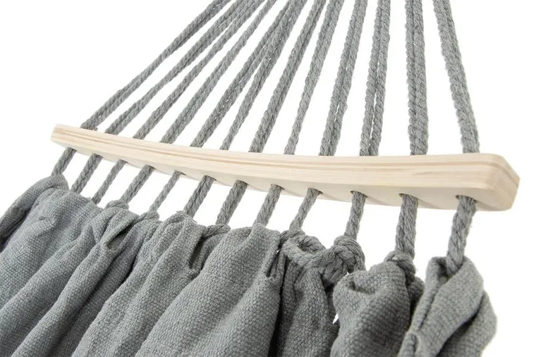 Royokamp, hamak ogrodowy z drążkiem i pokrowcem, 2 osobowy, XXL, szary, 250-150 cm