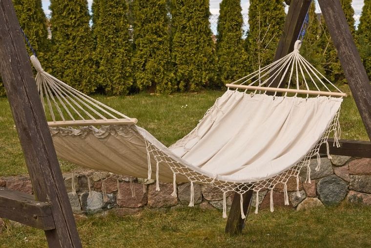 Royokamp, hamak z frędzlami, 2-osobowy, Miami Natura, ecru, 200-150 cm