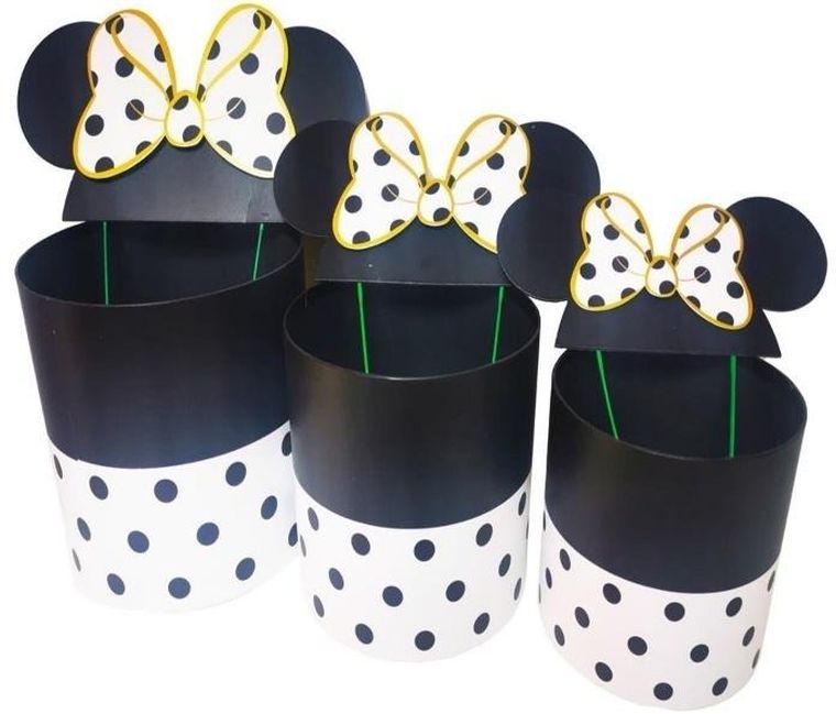 Rozette, Miszka Minnie, pudełko okrągłe, Flower, białe, 3 szt.