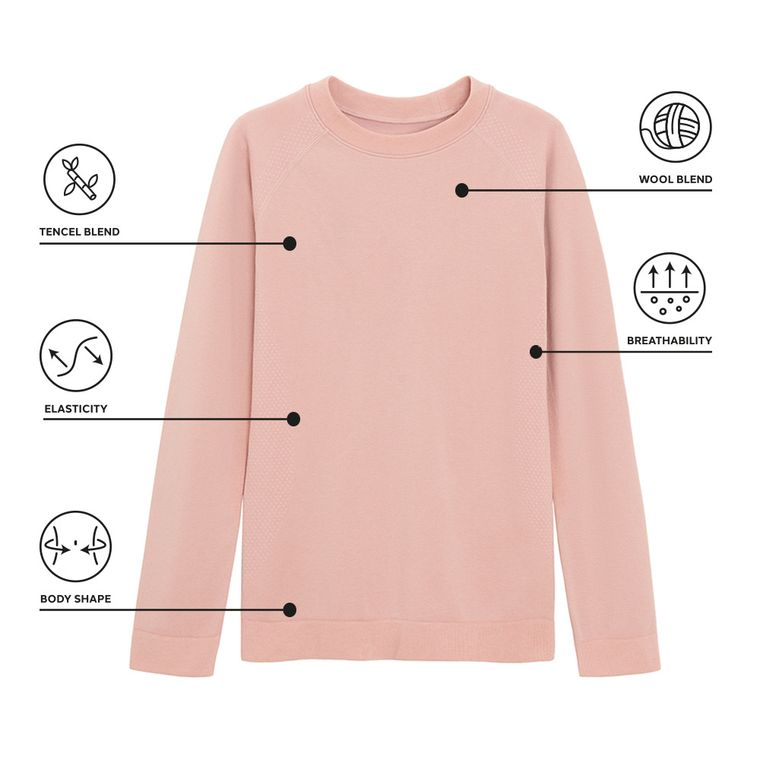 Różowa bluzka termoaktywna z domieszką wełny NOWEAR