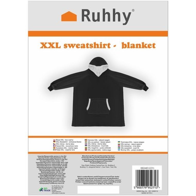 Ruhhy, bluza XXL, koc, czarny