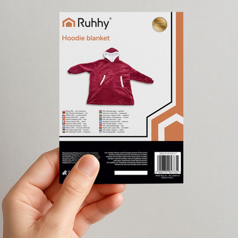 Ruhhy, bluza XXL, koc, czerwony, 26145