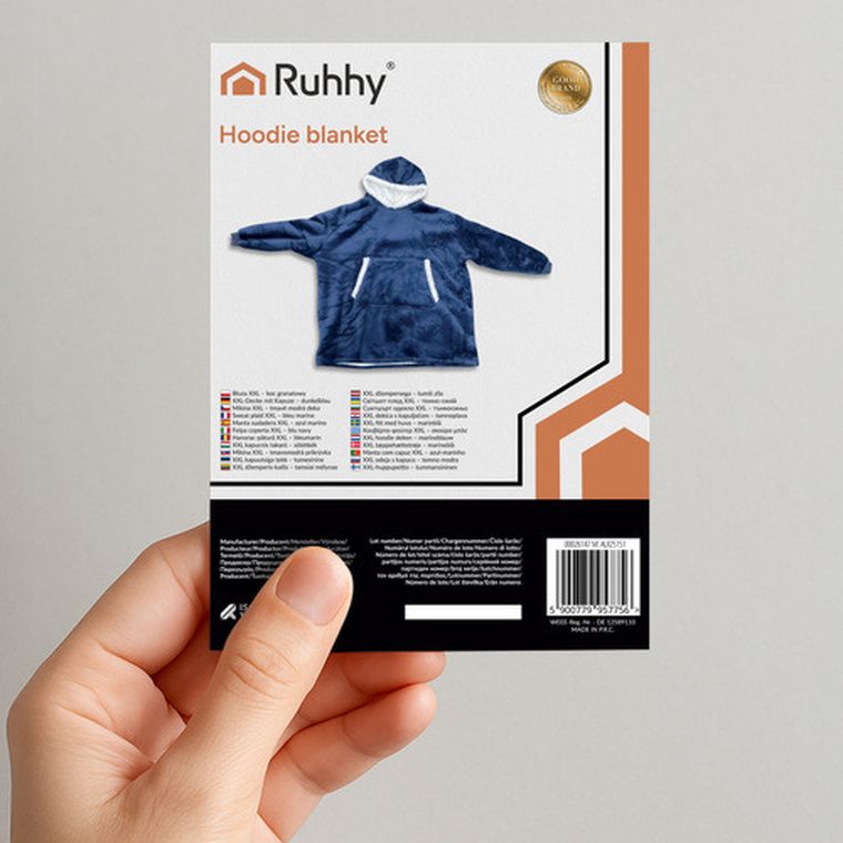 Ruhhy, bluza XXL, koc, granatowy, 26147