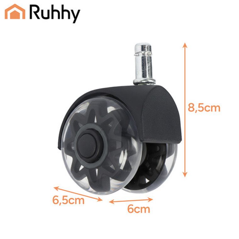 Ruhhy, kółka do fotela obrotowego, czarne, 5 szt.