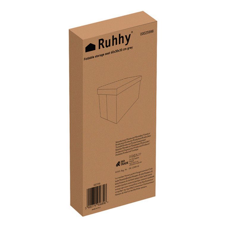 Ruhhy, pufa materiałowa, szara, 60-30-30 cm