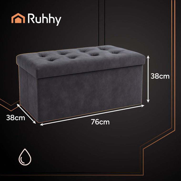 Ruhhy, pufa welurowa, szara, 76-38-38 cm