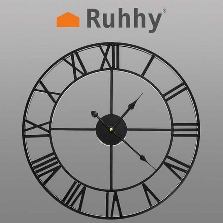 Ruhhy, Retro, zegar ścienny, czarny