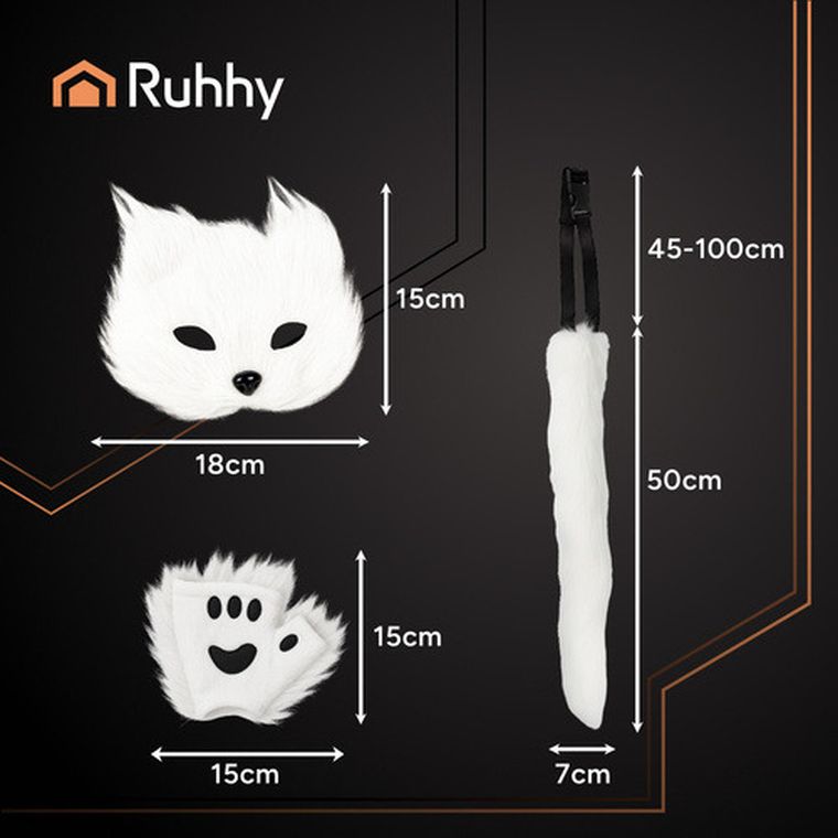 Ruhhy, strój kota, biały, 4 elementy