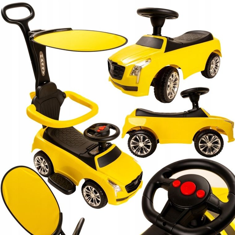 Sabi Toys, odpychacz z daszkiem, jeździk, żółty