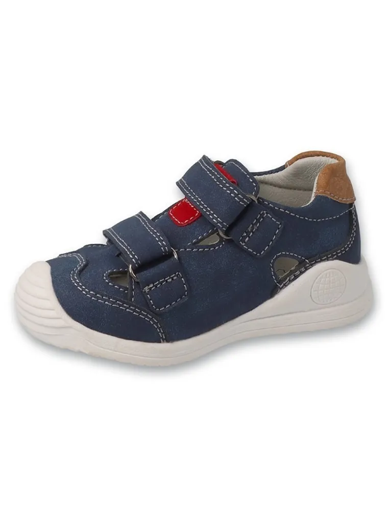 Sandały chłopięce, granatowe, skórzana wkładka, Befado