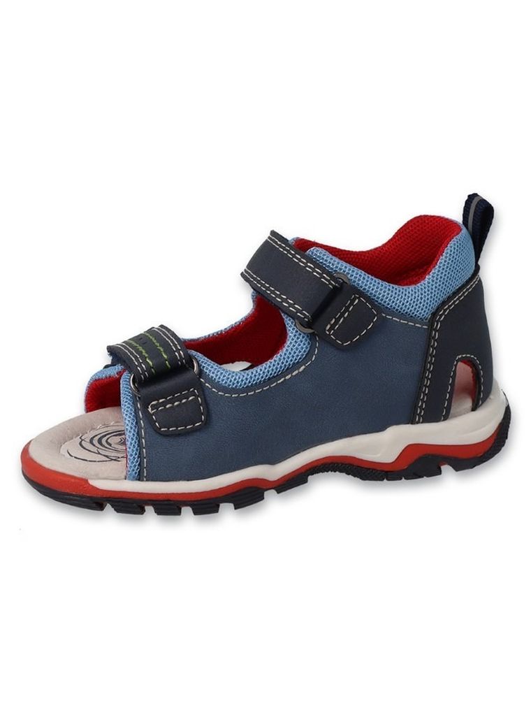 Sandały chłopięce, niebieskie, skórzana wkładka, Befado