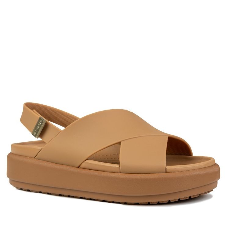 Sandały damskie, brązowe, Crocs Brooklyn Luxe