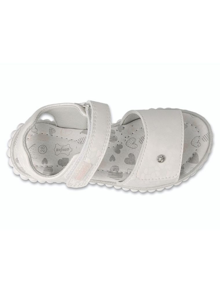 Sandały dziewczęce, białe, skórzana wkładka, Befado
