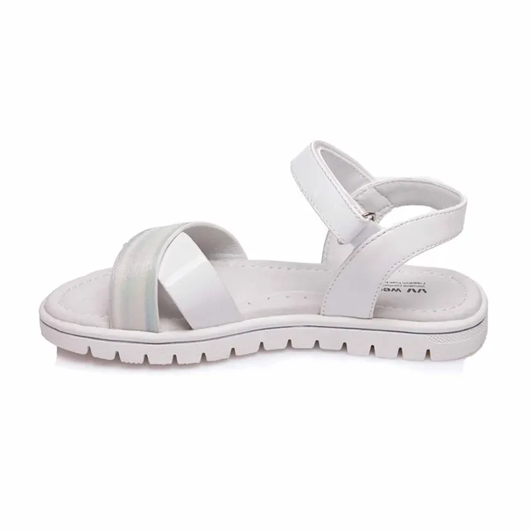 Sandały dziewczęce, białe, skórzana wkładka, Weestep