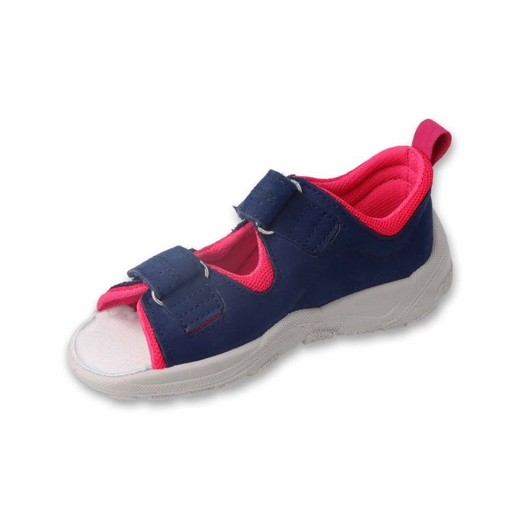 Sandały dziewczęce, granatowo-różowe, Befado