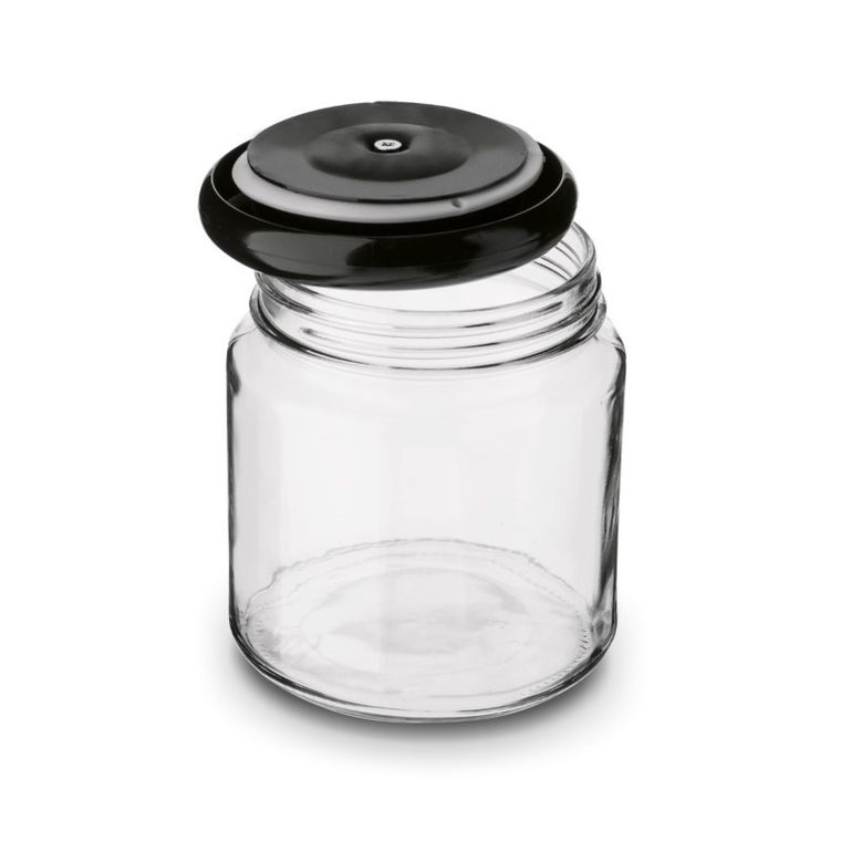 Sarina, Fibo, słoik szklany z pokrywką, czarna pokrywa, 1 l
