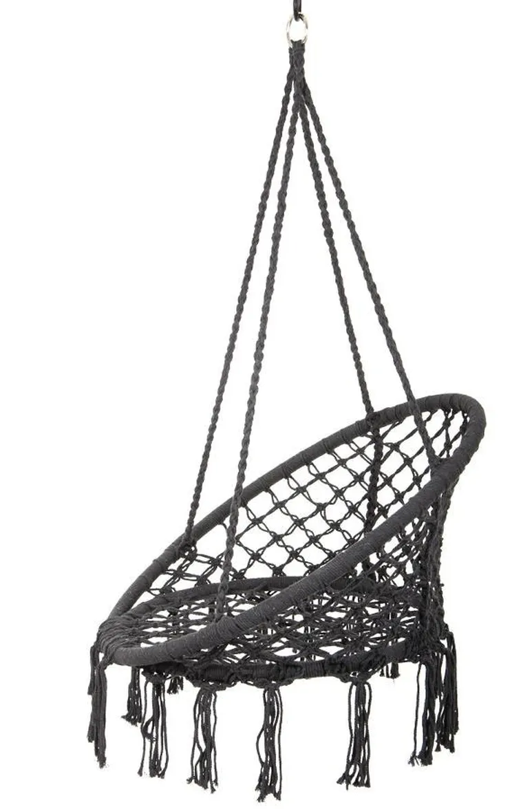 Saska Garden, ażurowy fotel wiszący, bocianie gniazdo, ciemny szary, 80-60 cm