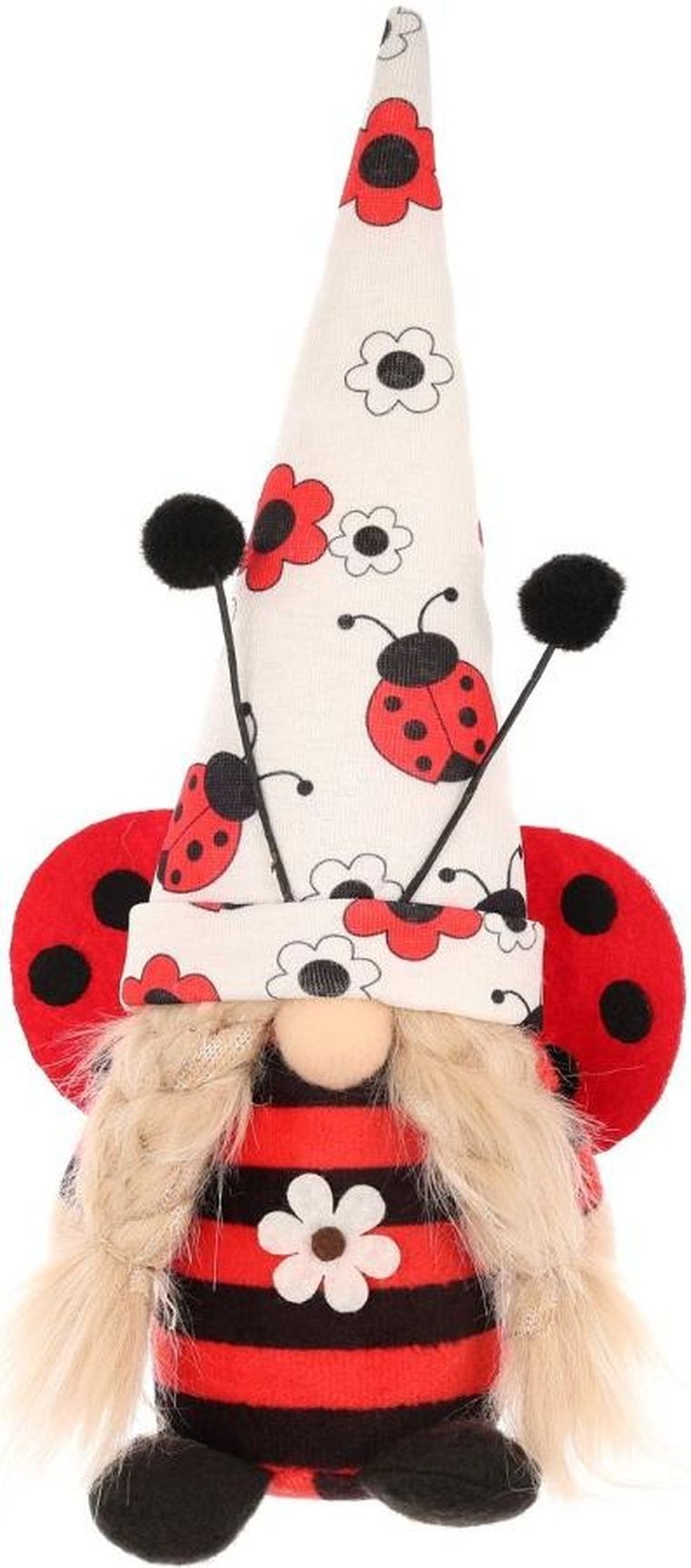 Saska Garden, dekoracja wiosenna, skrzat gnom, biedronka, 24 cm