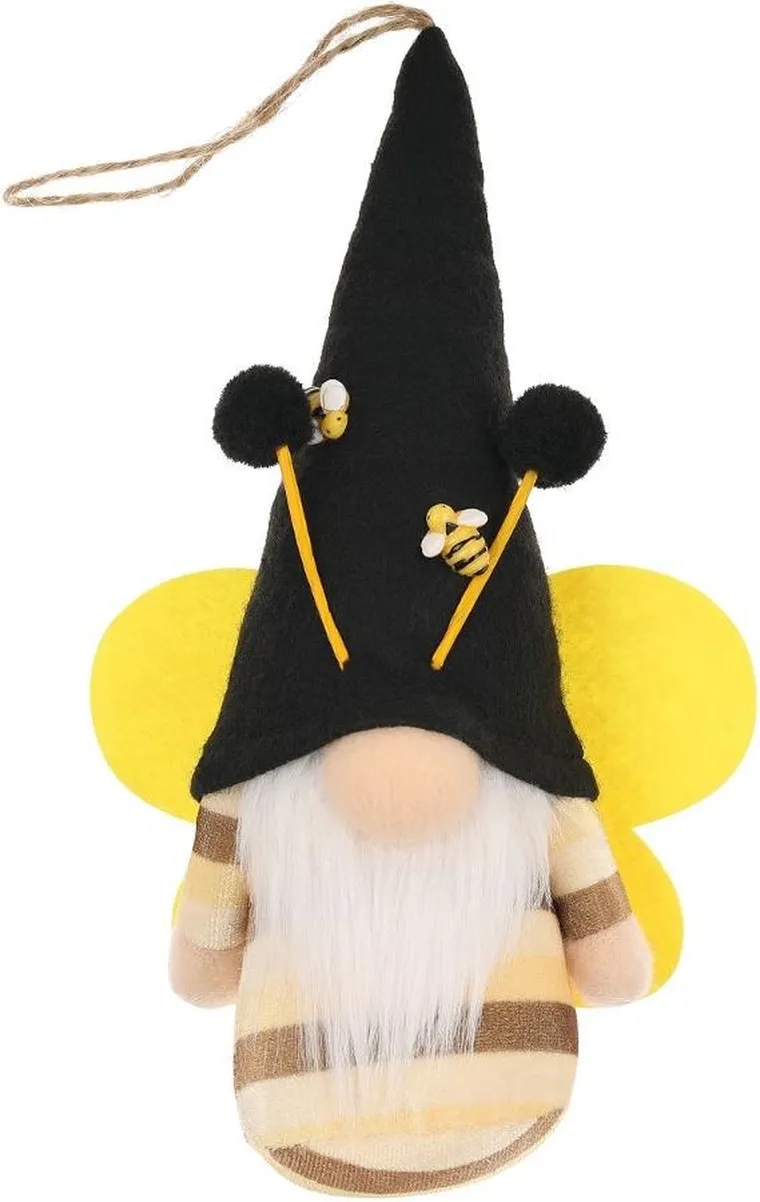 Saska Garden, dekoracja wiosenna, skrzat gnom, pszczółka zawieszka, czarna, 20 cm